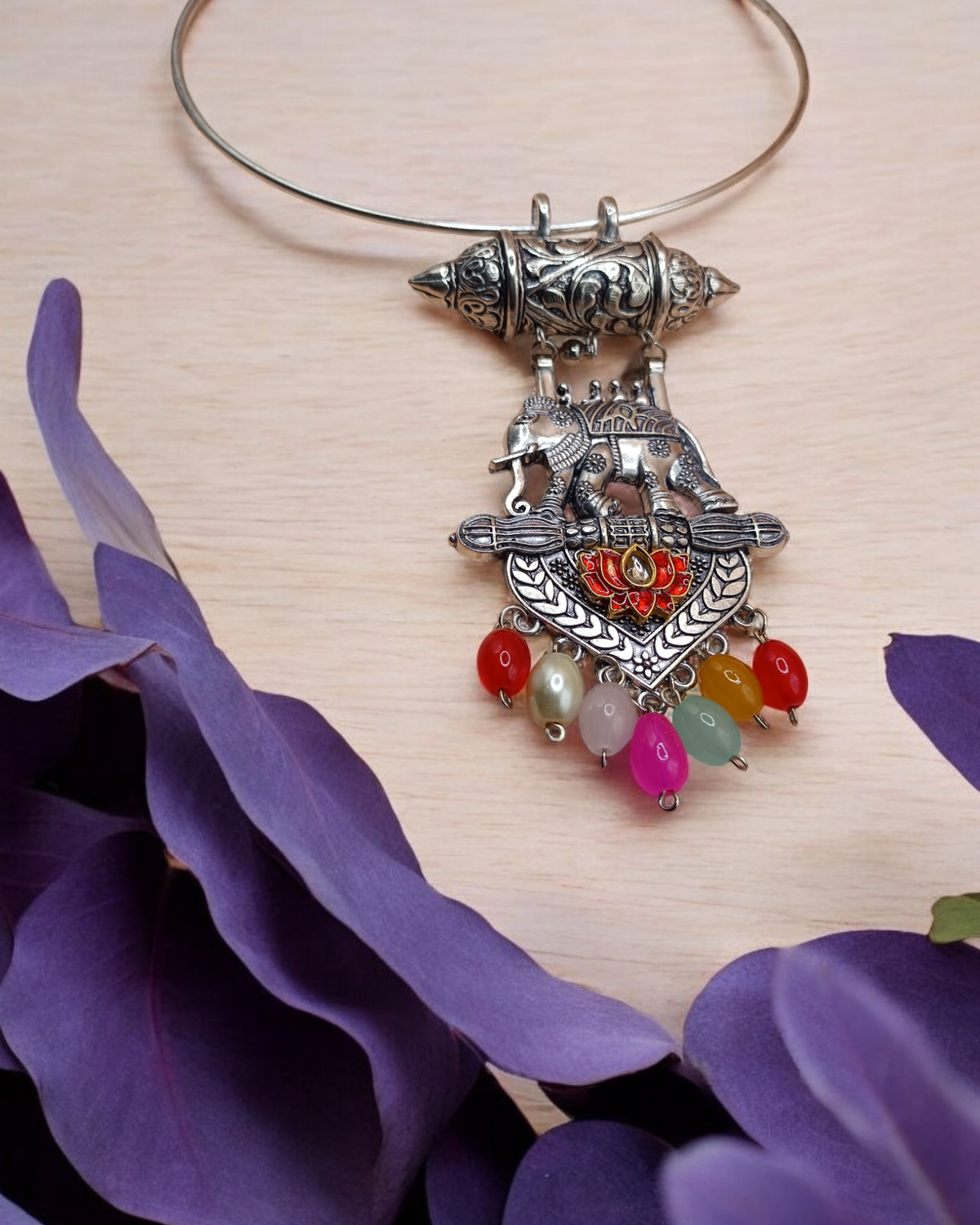 Traditional Oxidized Hasli Necklace & Earrings Set
