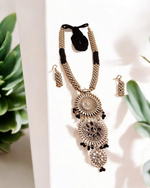 Black Pearl Oxidized Long Necklace & Earrings