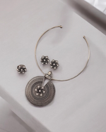 Oxidized Hasli Necklace, Earrings & Ring Combo