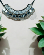 Oxidized Mirror Necklace & Earrings Set