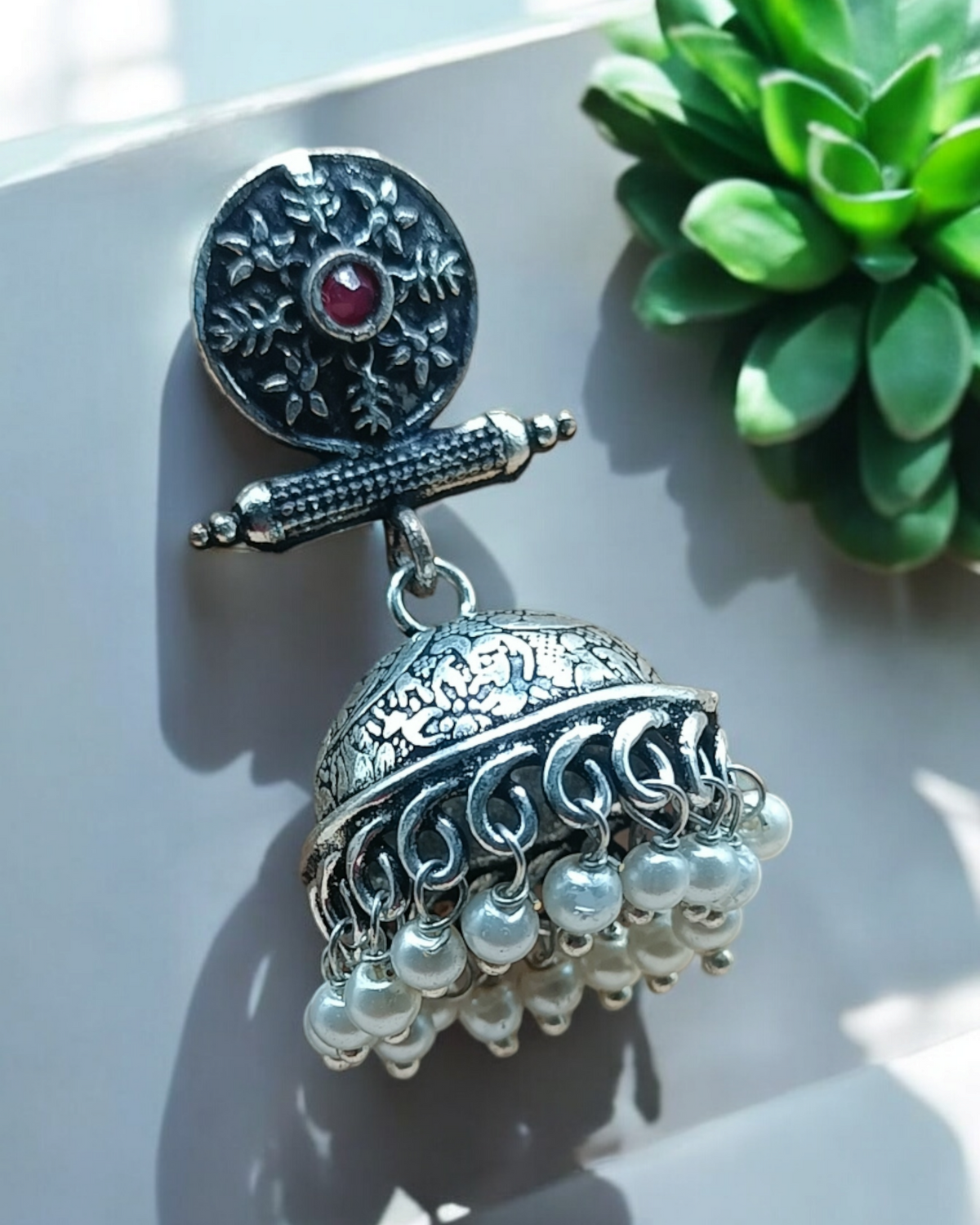 Multicolor Oxidized Jhumka Earrings