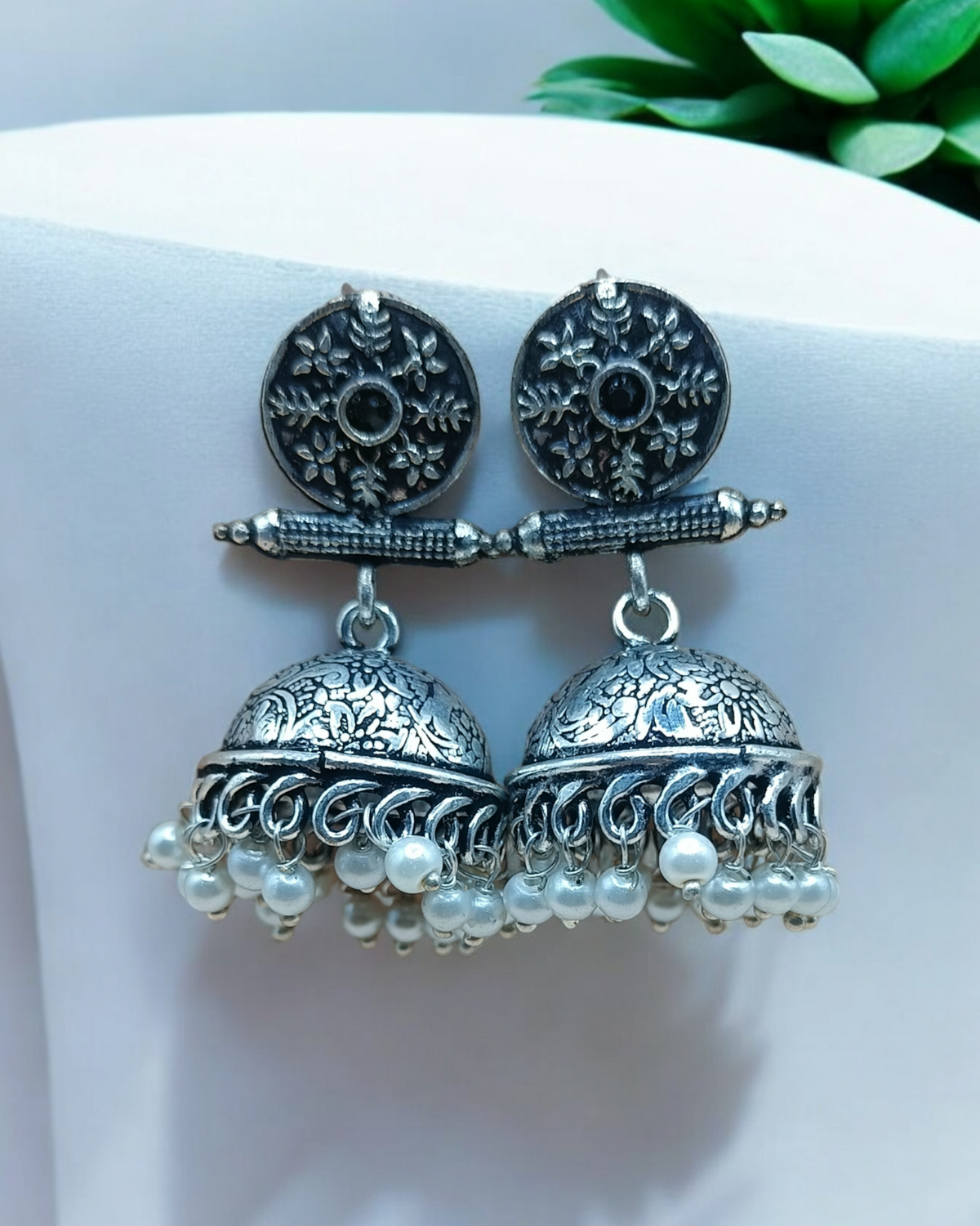 Multicolor Oxidized Jhumka Earrings