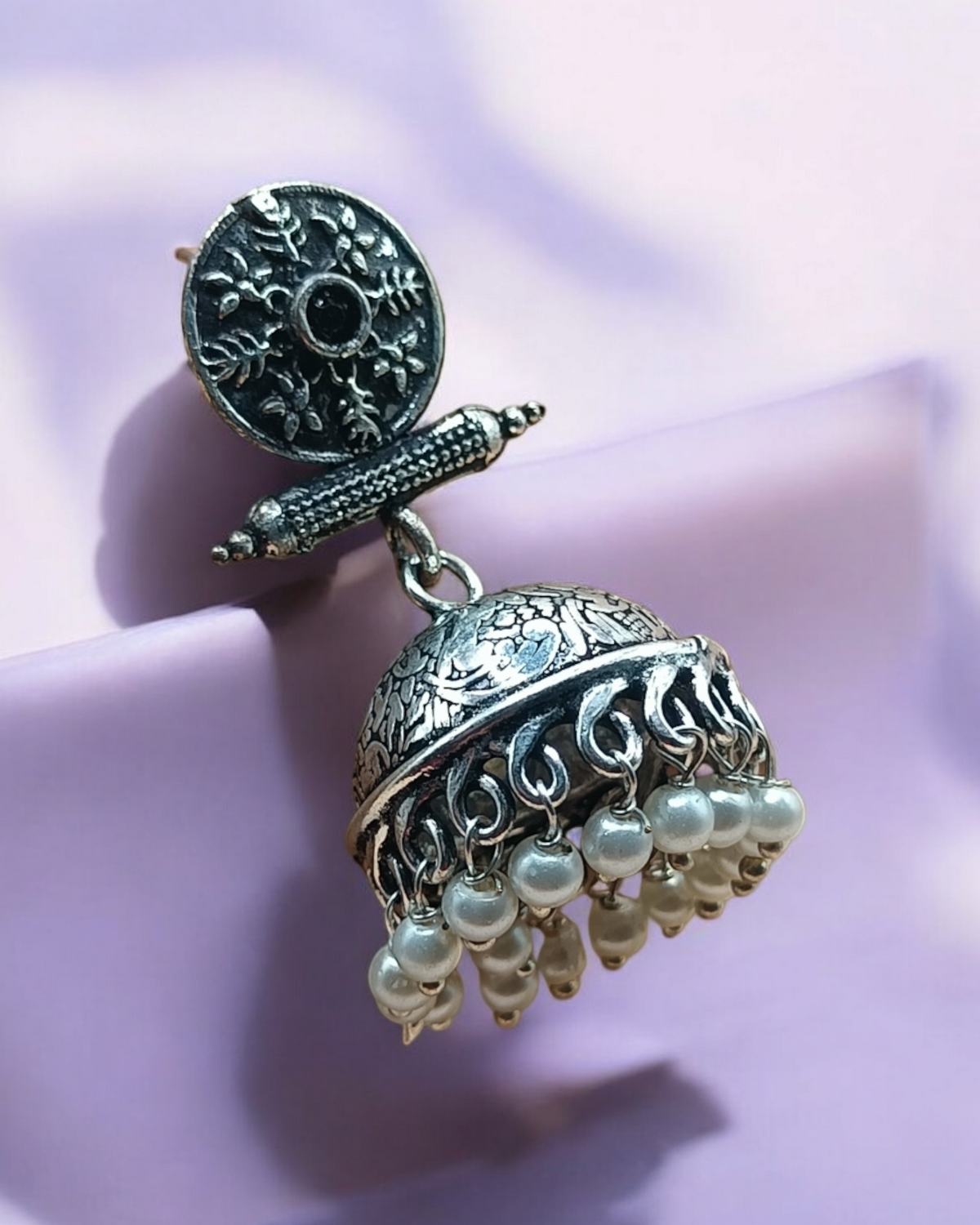 Multicolor Oxidized Jhumka Earrings