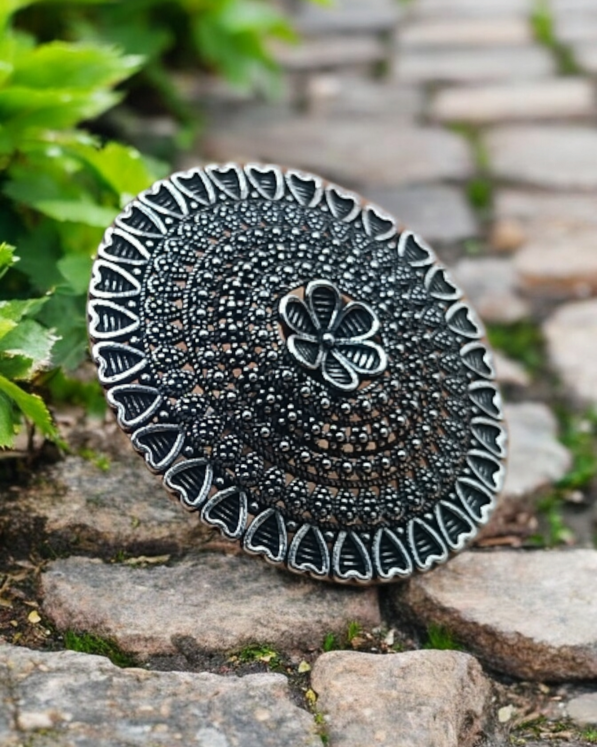 Regal Bloom Oxidized Ring