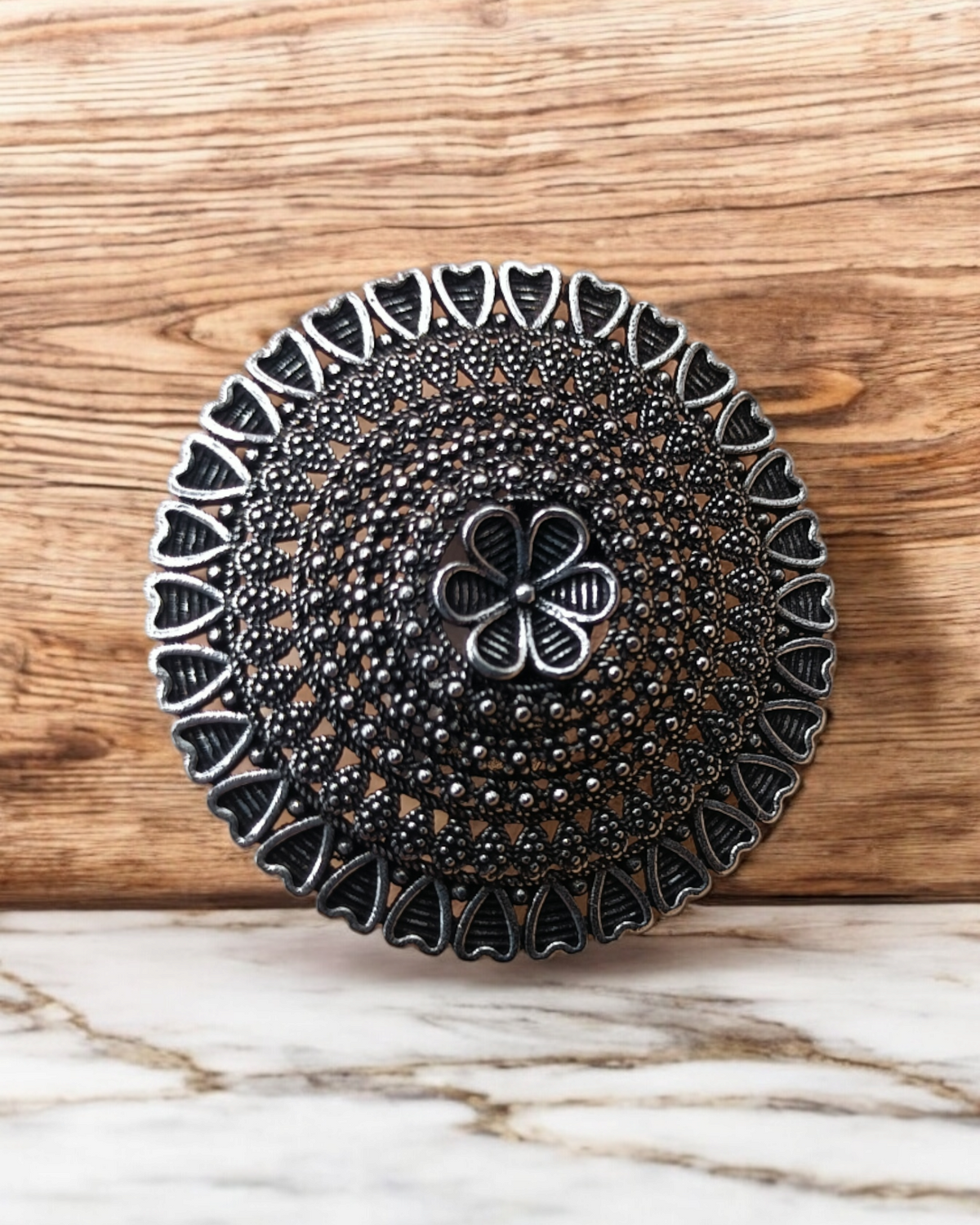 Regal Bloom Oxidized Ring