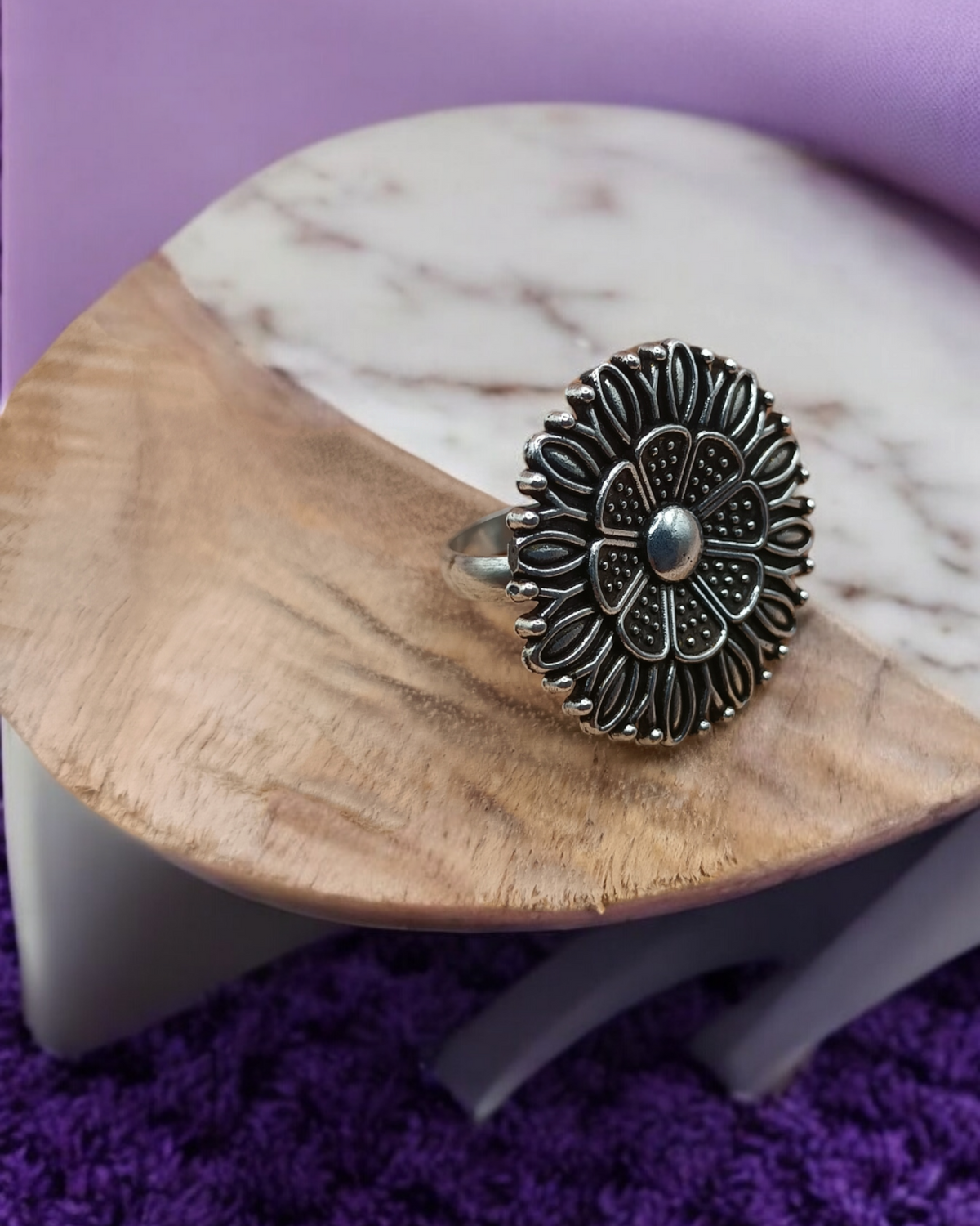 Mystic Bloom Oxidized Ring