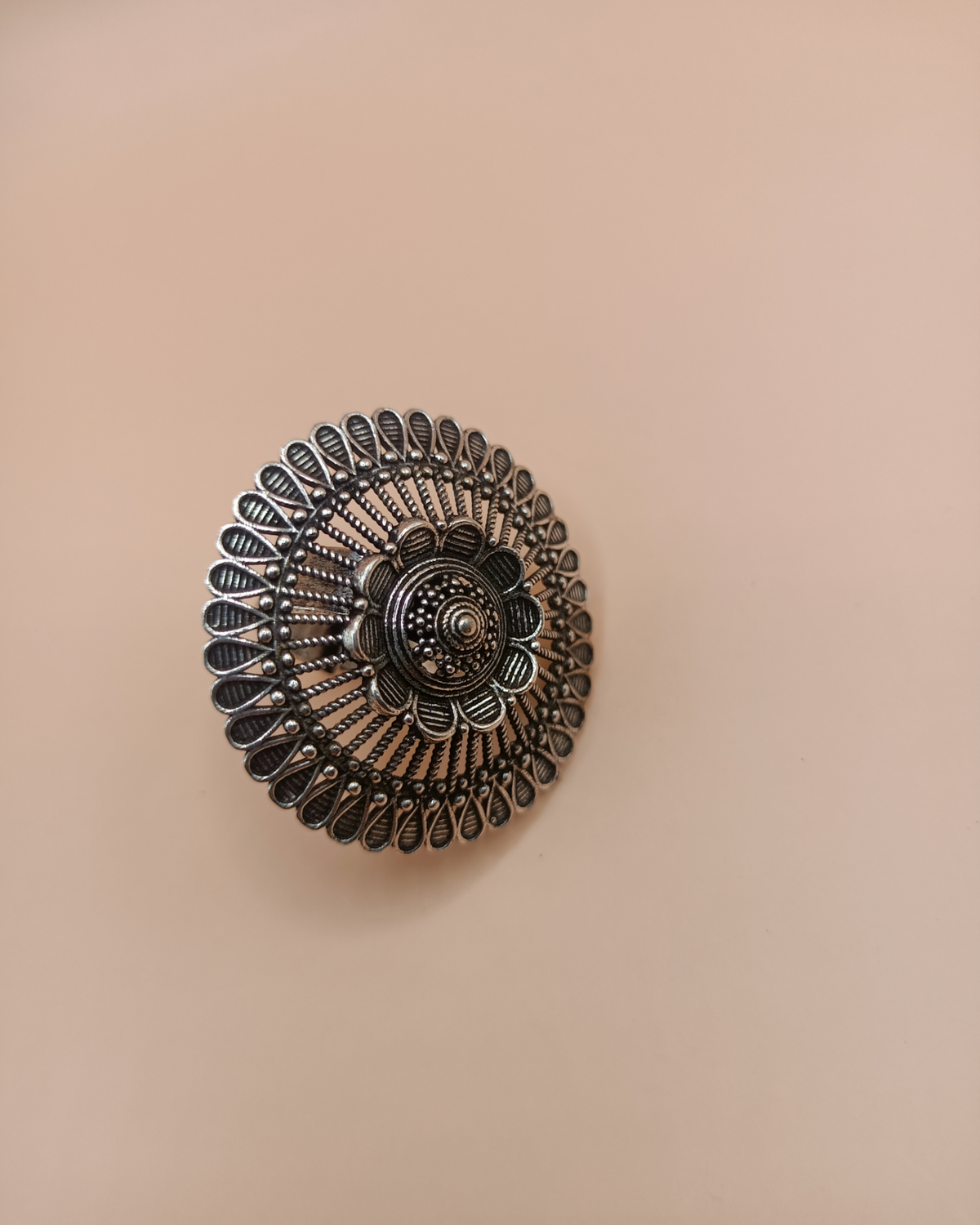 Antique Sunburst Oxidized Ring