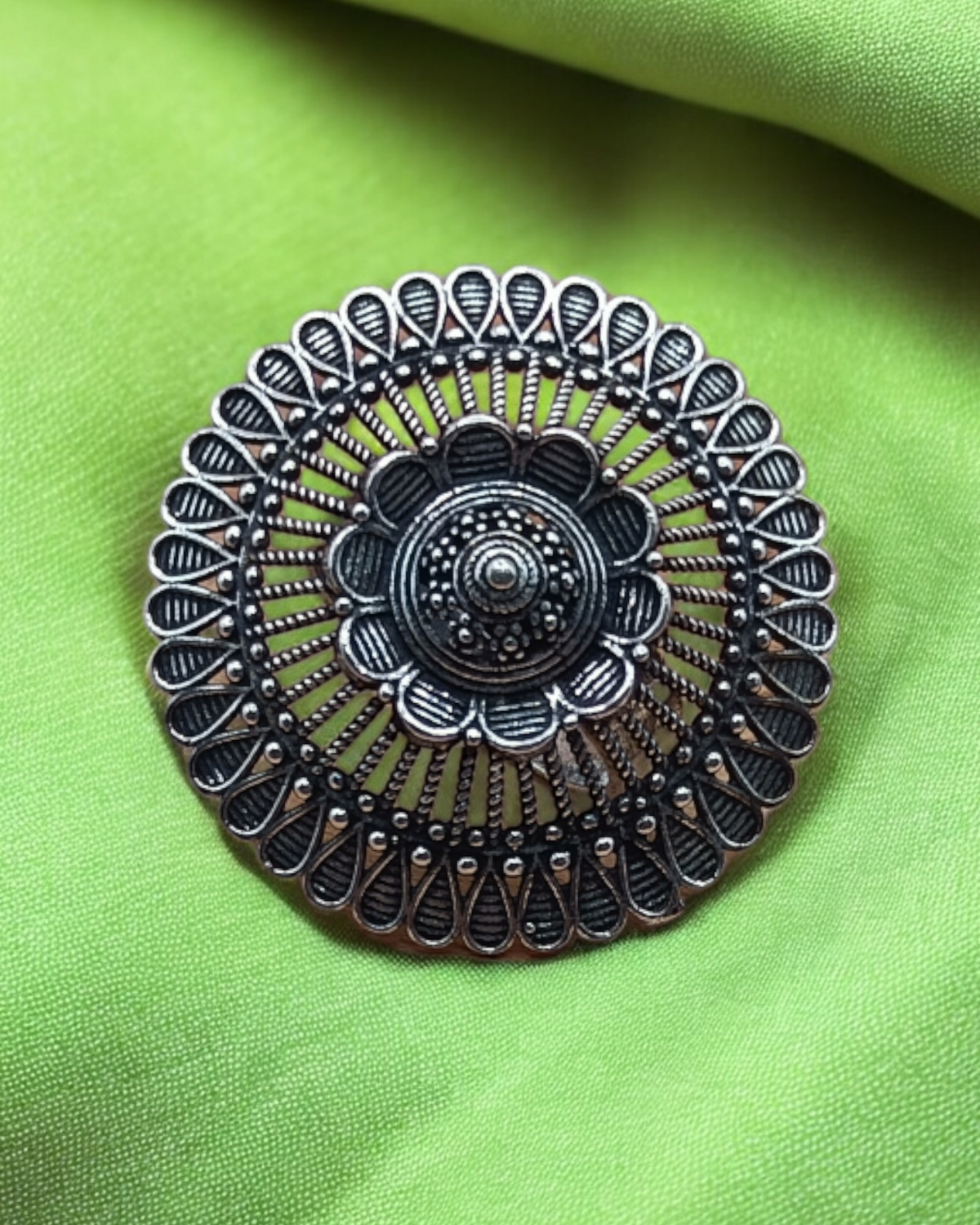 Antique Sunburst Oxidized Ring