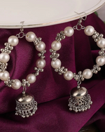 Long Oxidized Pearl Earrings for Party Wear