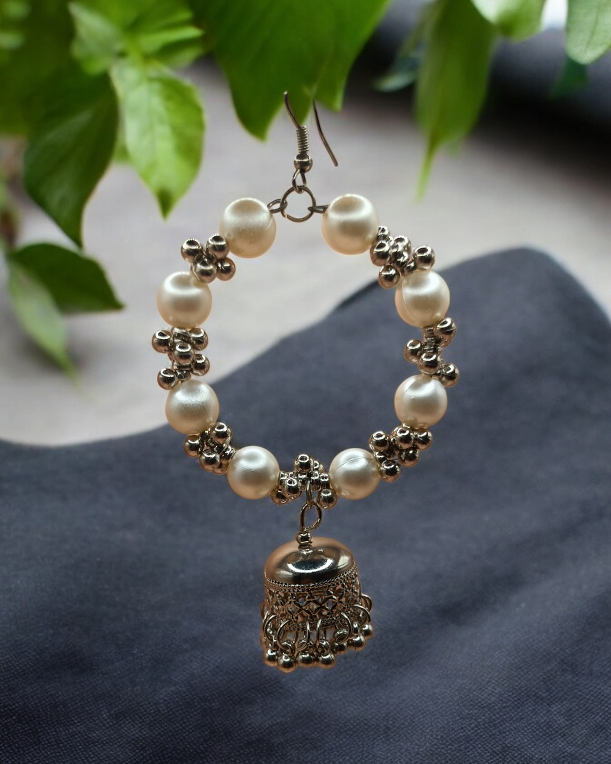 Long Oxidized Pearl Earrings for Party Wear