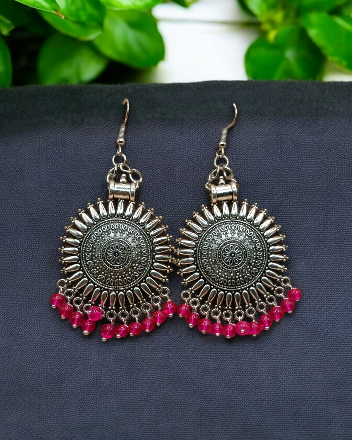 German Silver Jhumkas with Beads