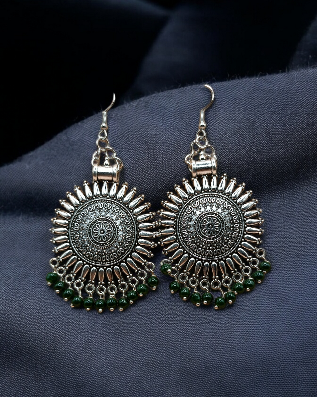 German Silver Jhumkas with Beads