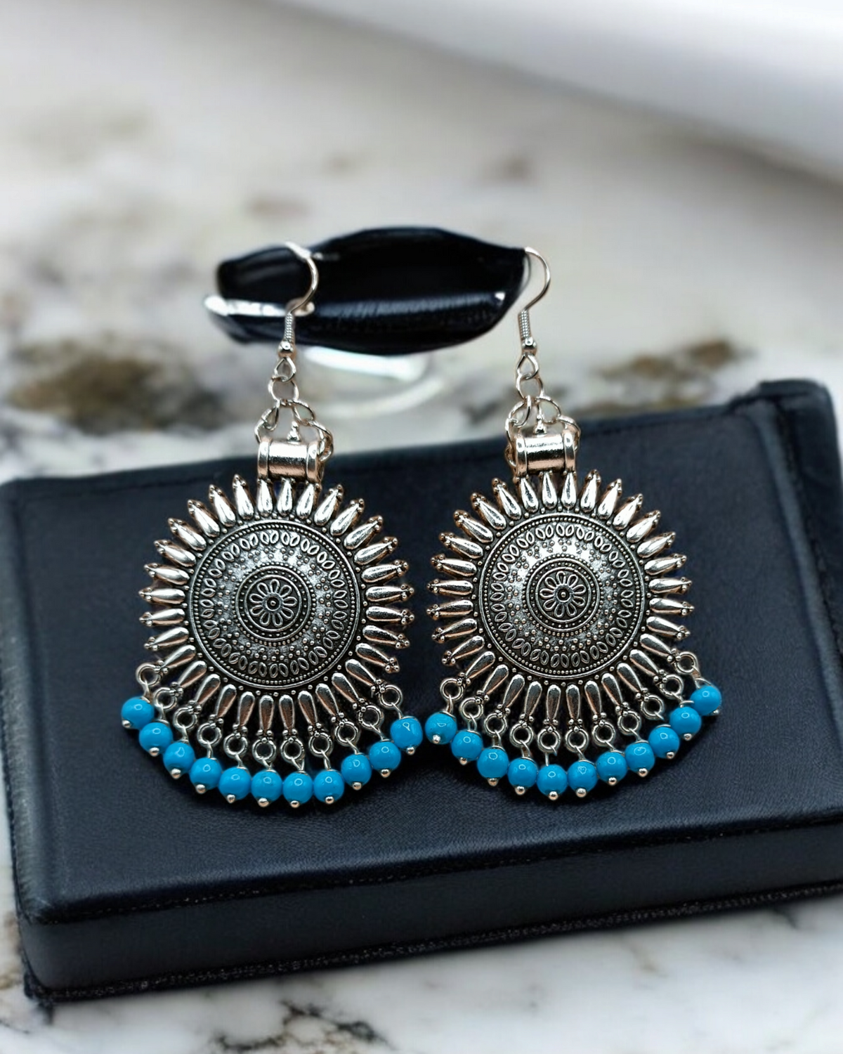 German Silver Jhumkas with Beads