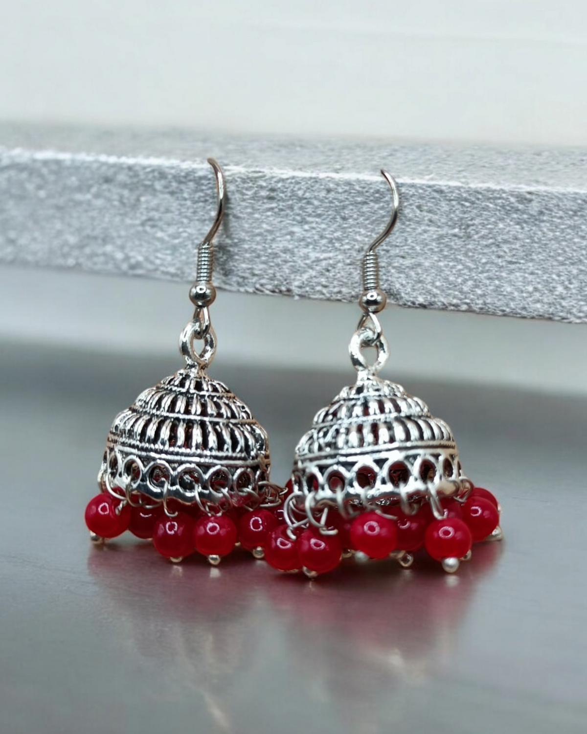 Beaded Oxidized Jhumkas for Festive Wear