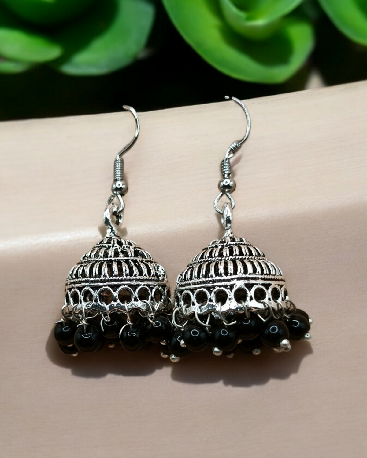 Beaded Oxidized Jhumkas for Festive Wear
