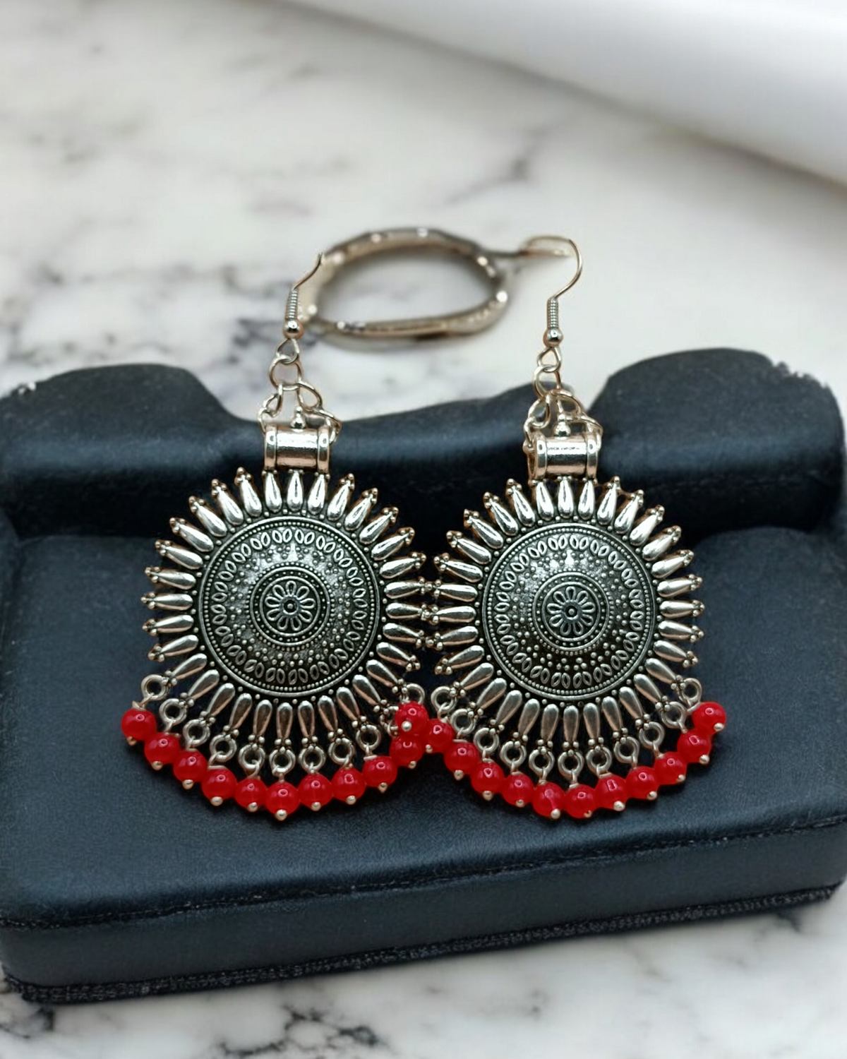 German Silver Jhumkas with Beads