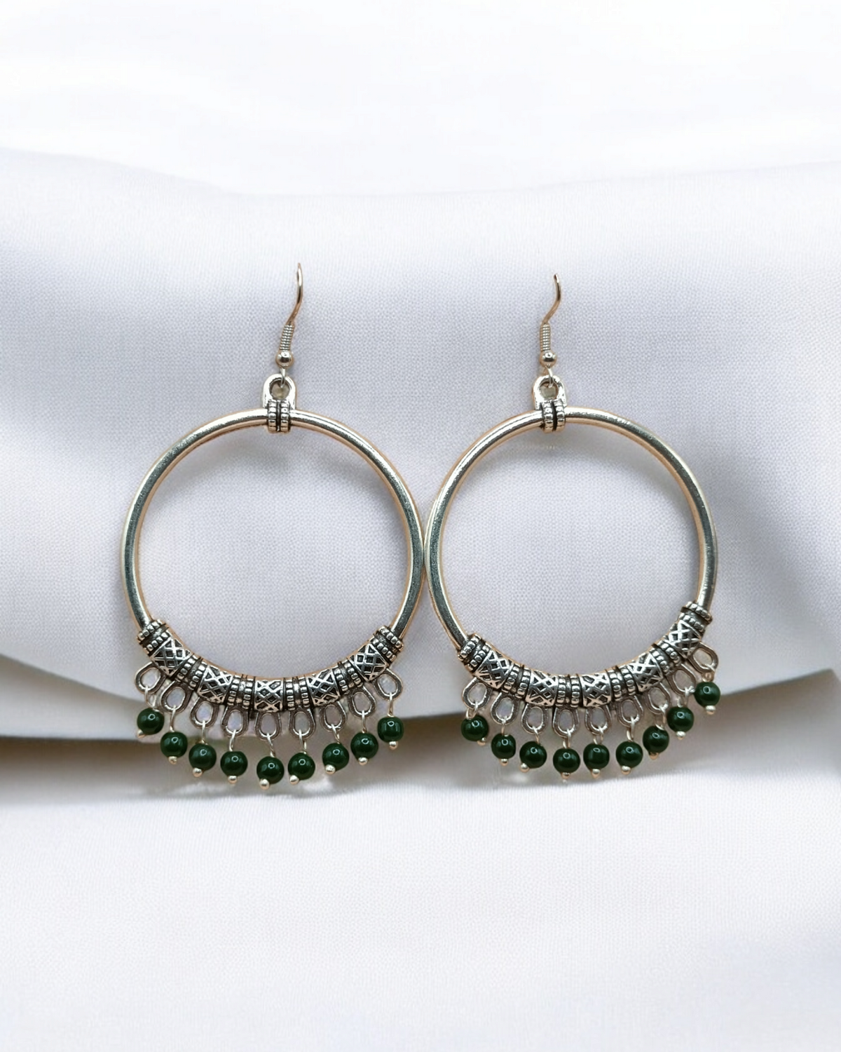 Oxidized Round Pearl Dangler Earrings