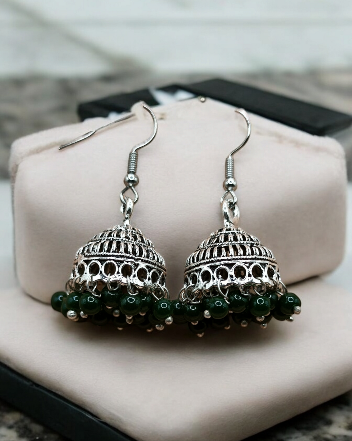 Beaded Oxidized Jhumkas for Festive Wear