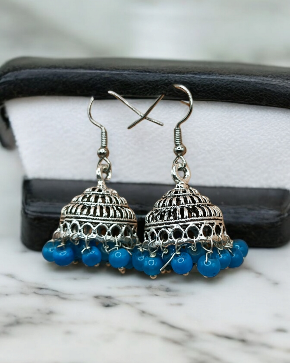 Beaded Oxidized Jhumkas for Festive Wear