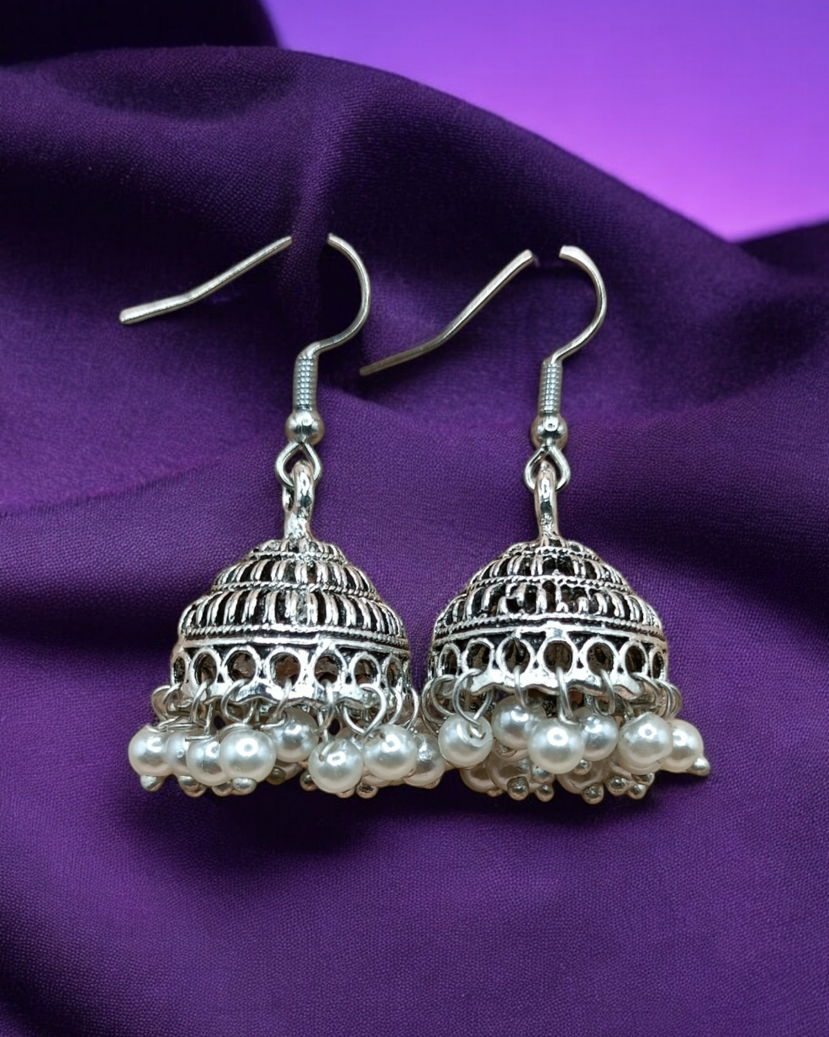 Beaded Oxidized Jhumkas for Festive Wear