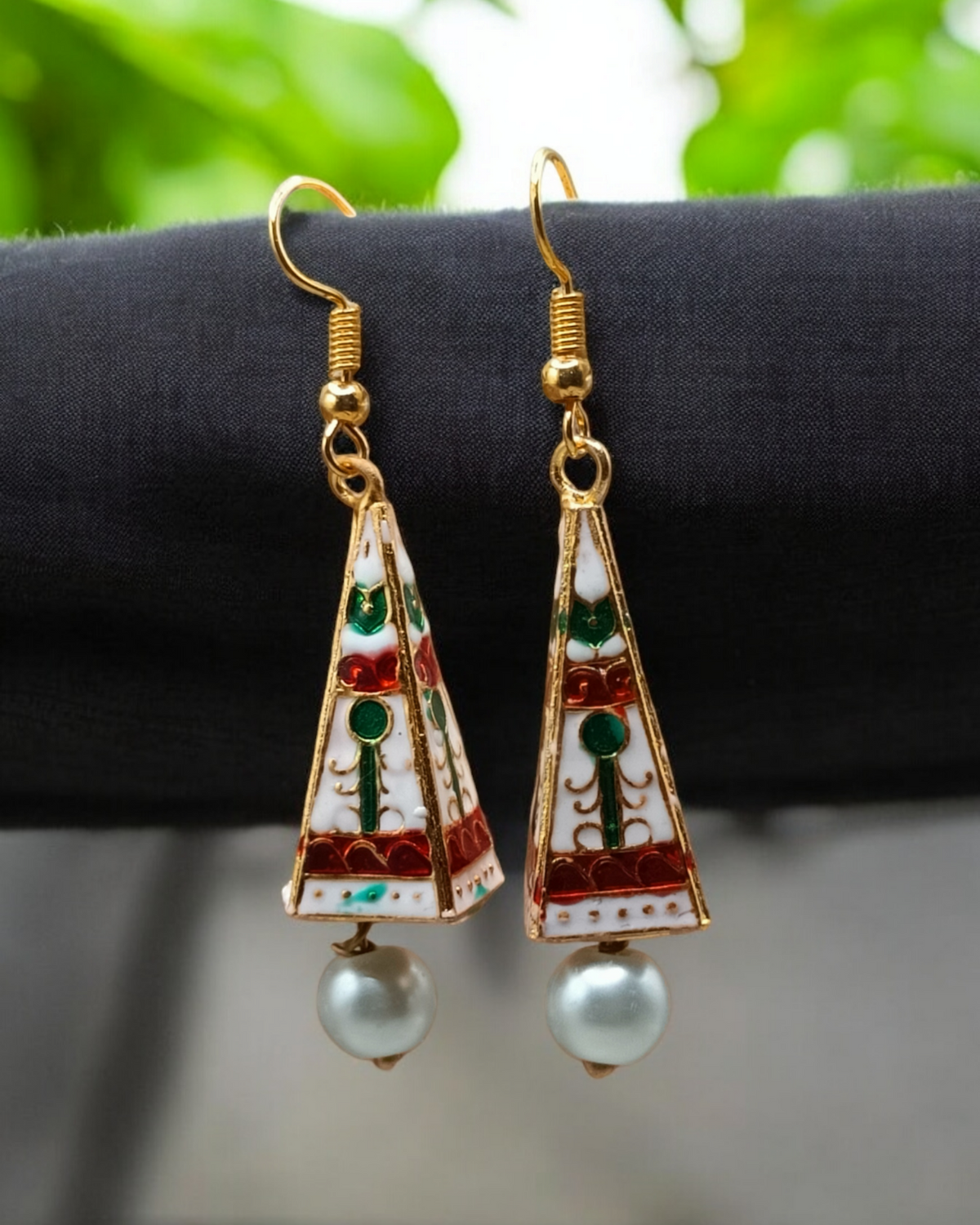 Jaipuri Multicolor Meenakari Pyramid Drop Earrings