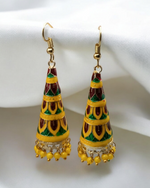 Meenakari Hand Painted Long Cone Earrings
