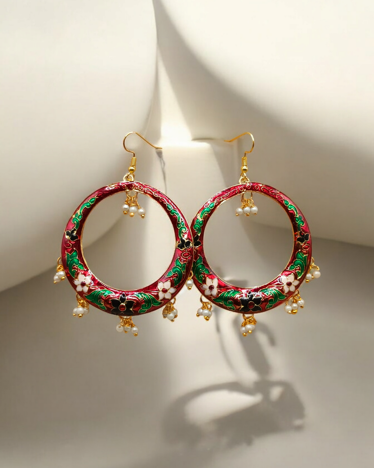 Jaipuri Multicolor Meenakari Pyramid Drop Earrings