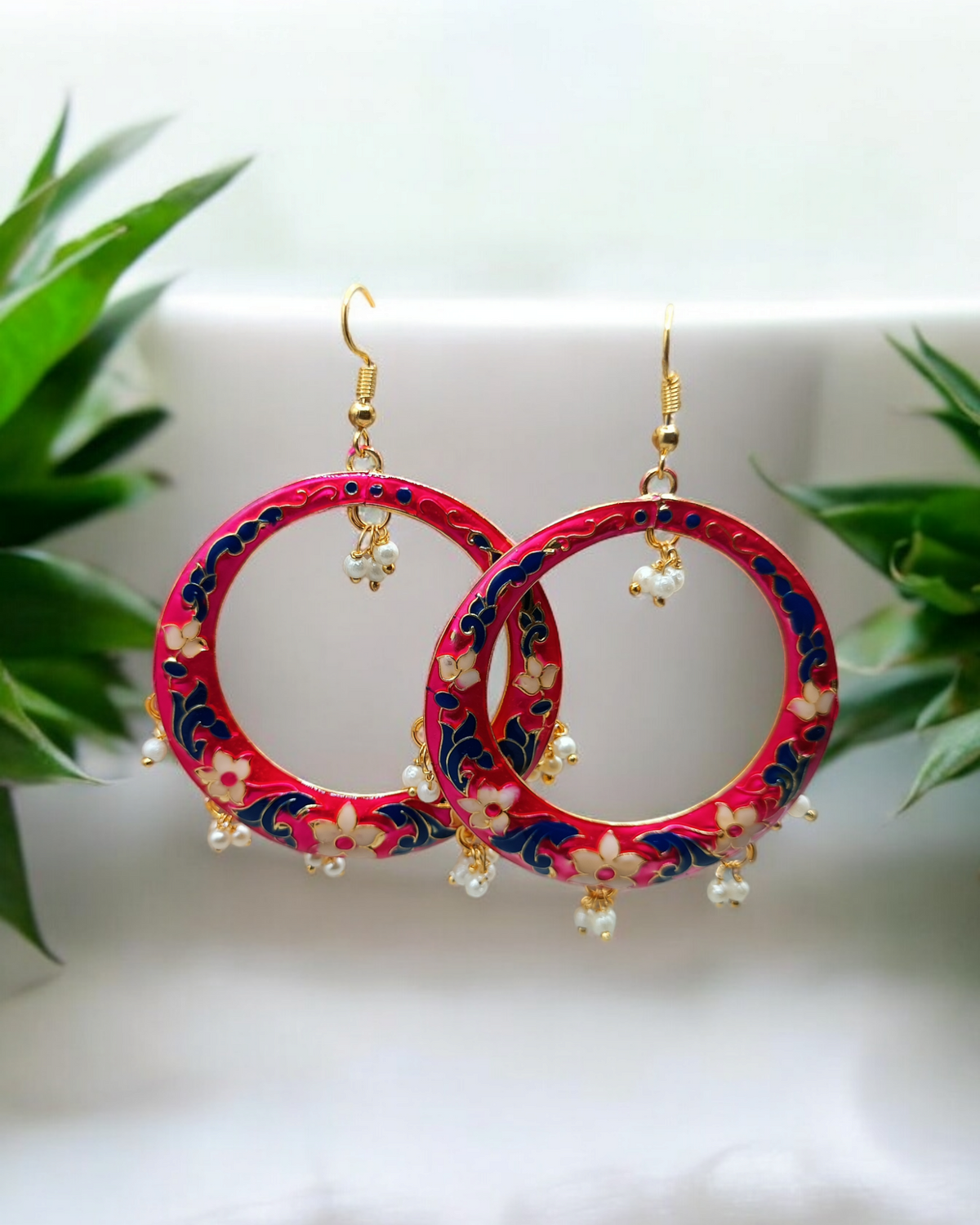 Jaipuri Multicolor Meenakari Pyramid Drop Earrings