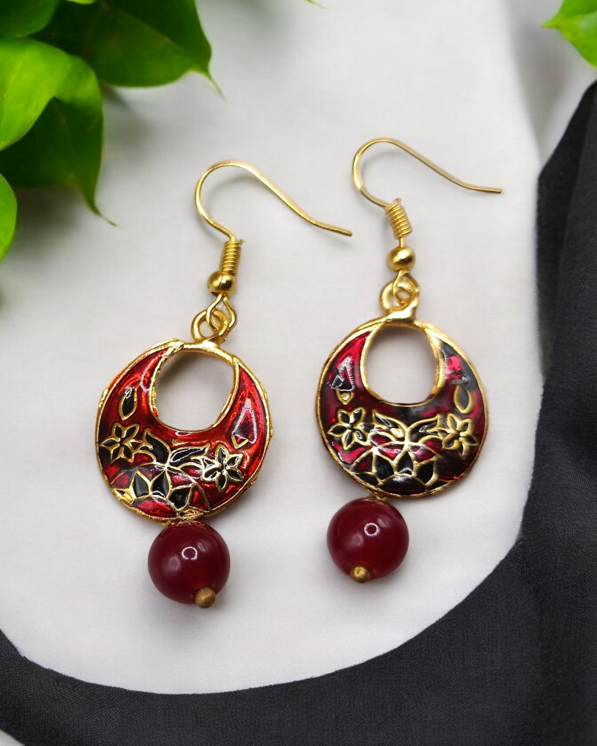 Jaipuri Meenakari Hand-Painted Small Chand Bali