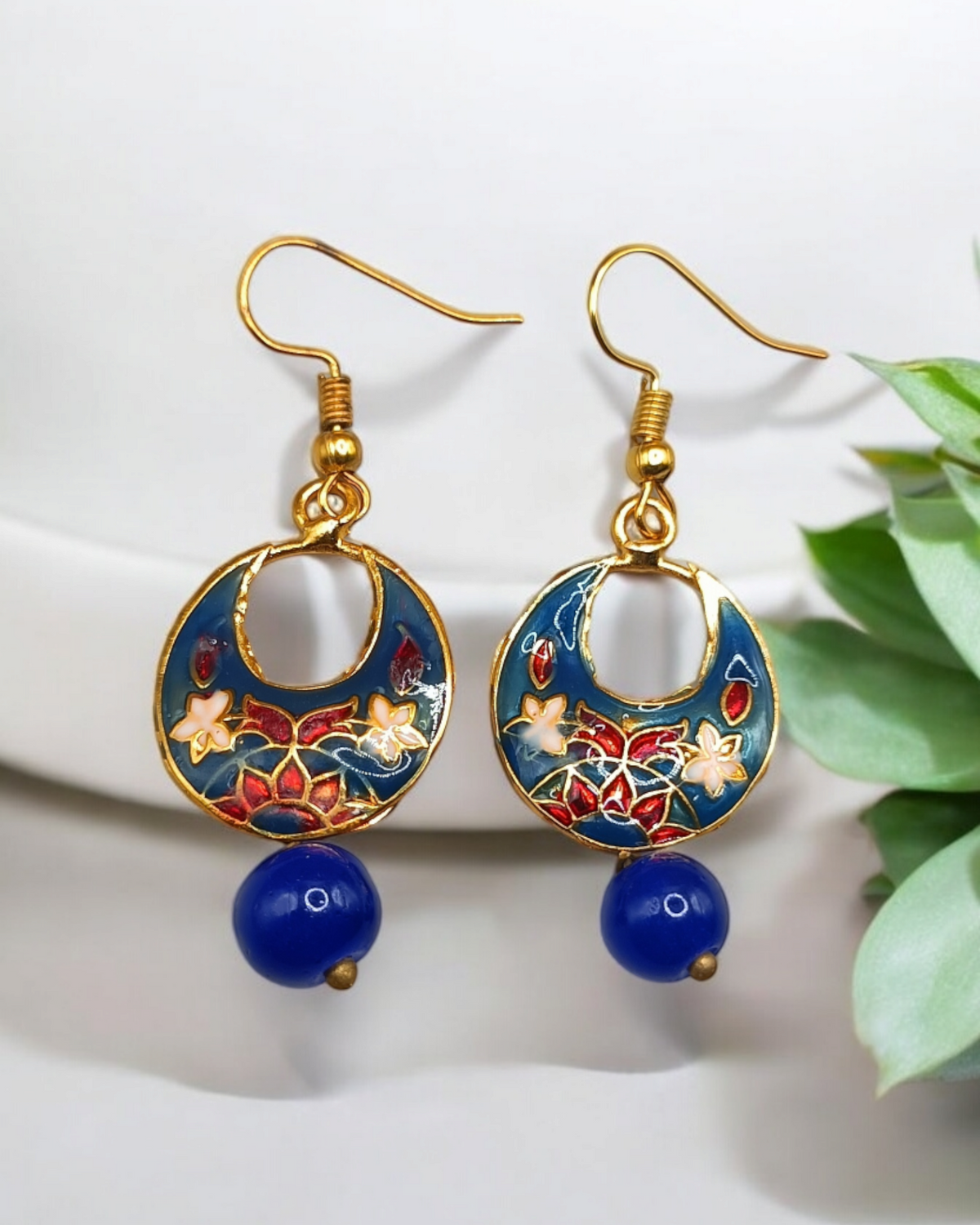 Jaipuri Meenakari Hand-Painted Small Chand Bali