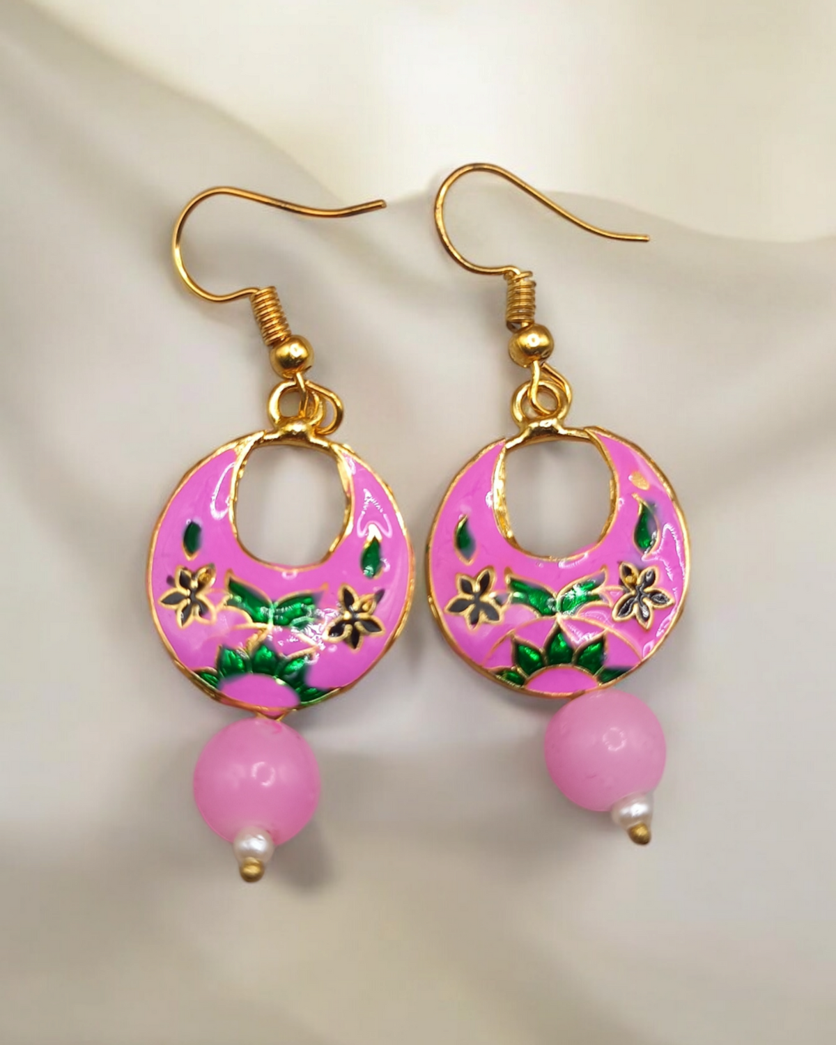 Jaipuri Meenakari Hand-Painted Small Chand Bali