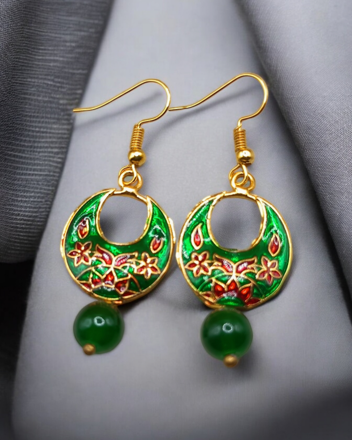 Jaipuri Meenakari Hand-Painted Small Chand Bali