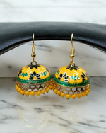 Royal Jaipuri Meenakari Hand-Painted Large Jhumka Earrings
