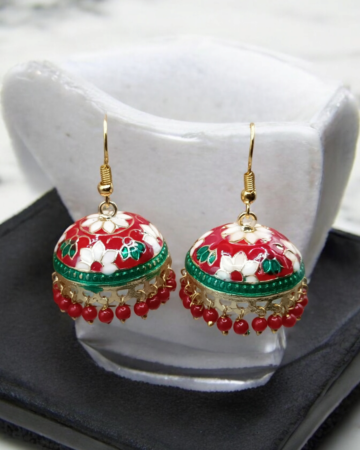 Royal Jaipuri Meenakari Hand-Painted Large Jhumka Earrings