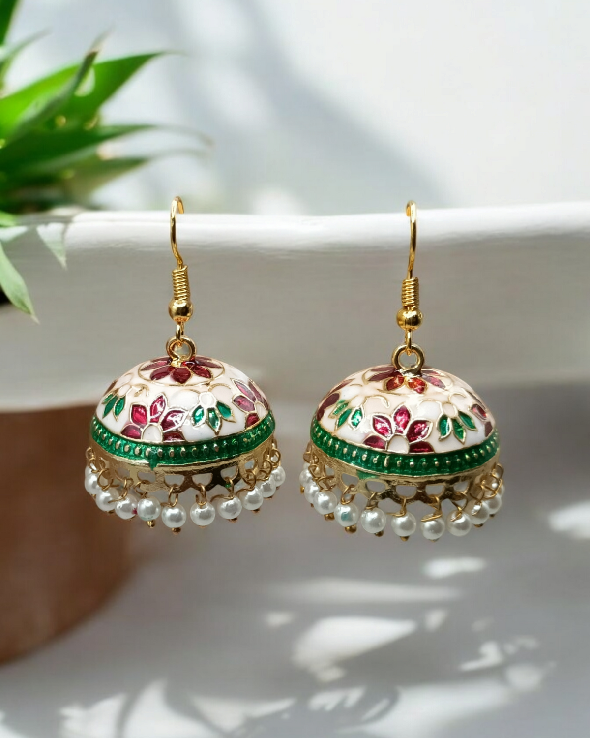 Royal Jaipuri Meenakari Hand-Painted Large Jhumka Earrings