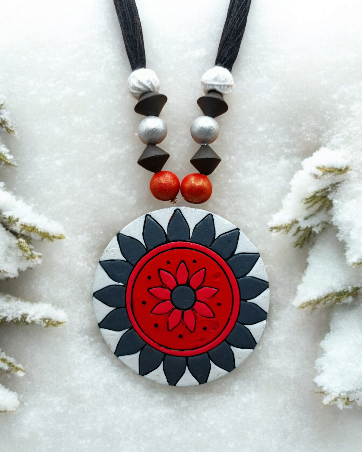 Ethnic Terracotta Necklace Set with Adjustable Cord