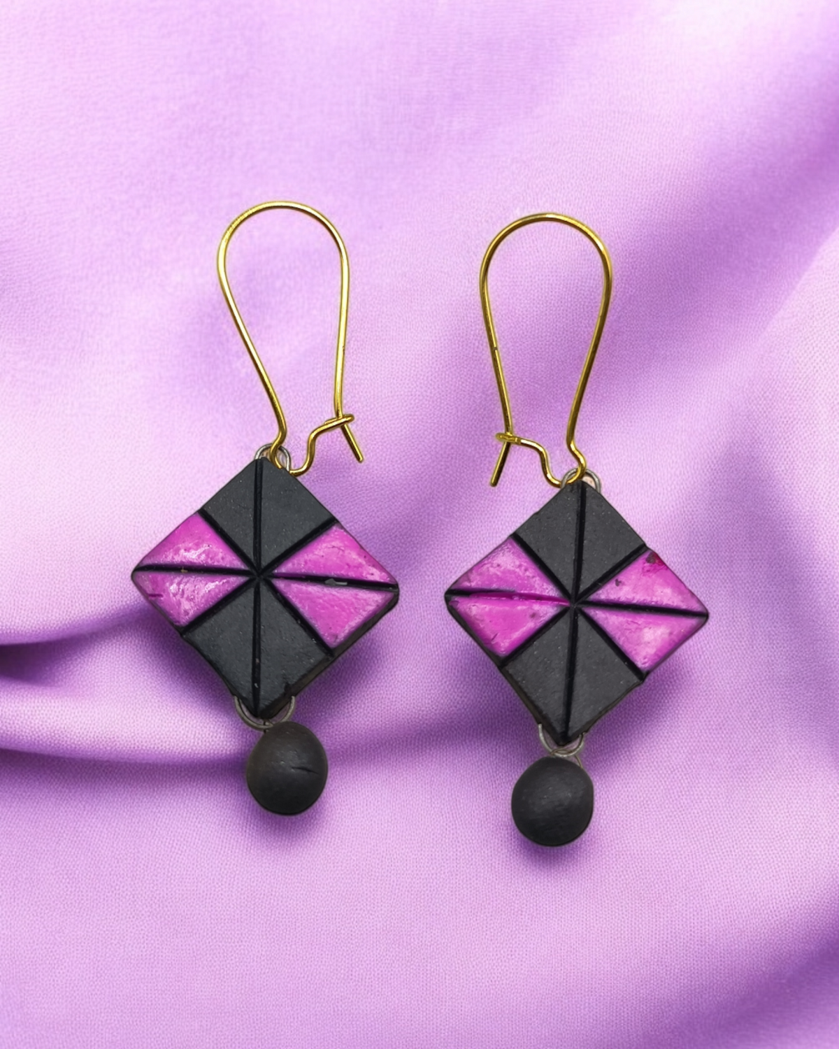Hand-Painted Multicolor Terracotta Earrings