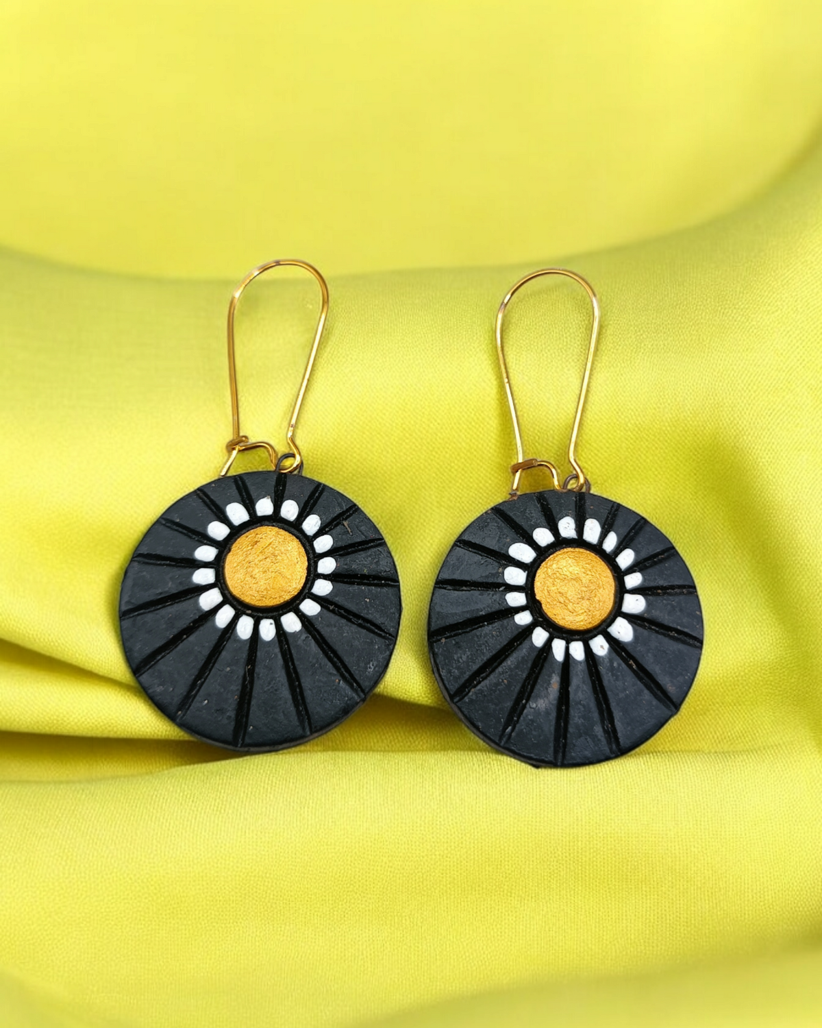 Round Hand-Painted Terracotta Earrings