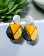 Beautiful Pink and Yellow Drop Terracotta Earrings