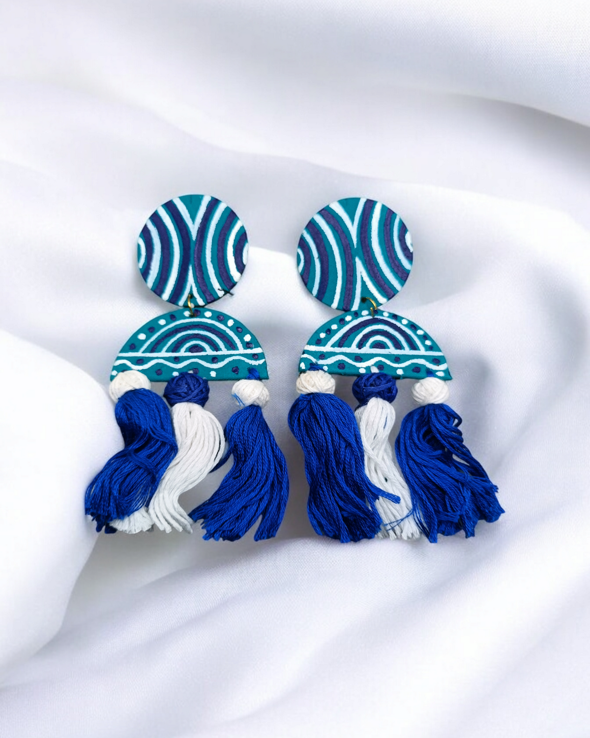 Handmade Blue Fabric Earrings – Traditional & Trendy