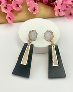 Geometric Triangle Pearl Drop Earrings