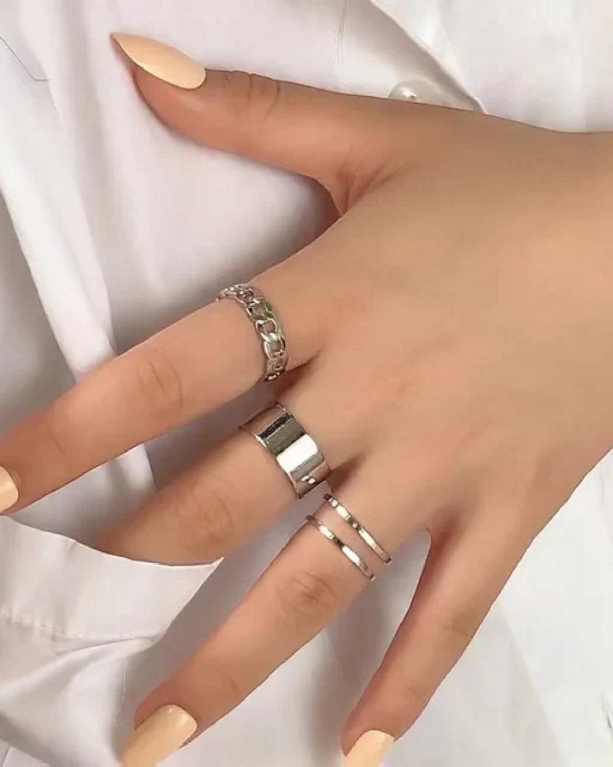 Set of 3 Adjustable Silver Rings