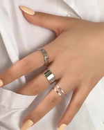 Set of 3 Adjustable Silver Rings