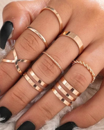 Set of 8 Adjustable Gold Rings