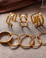 Set of 8 Adjustable Gold Rings