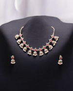 Stone-Studded Oxidized Silver Necklace Set
