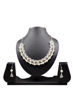 White Pearl Oxidized Necklace & Earrings Set