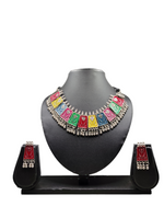 Multicolor Oxidized Necklace & Earrings Set