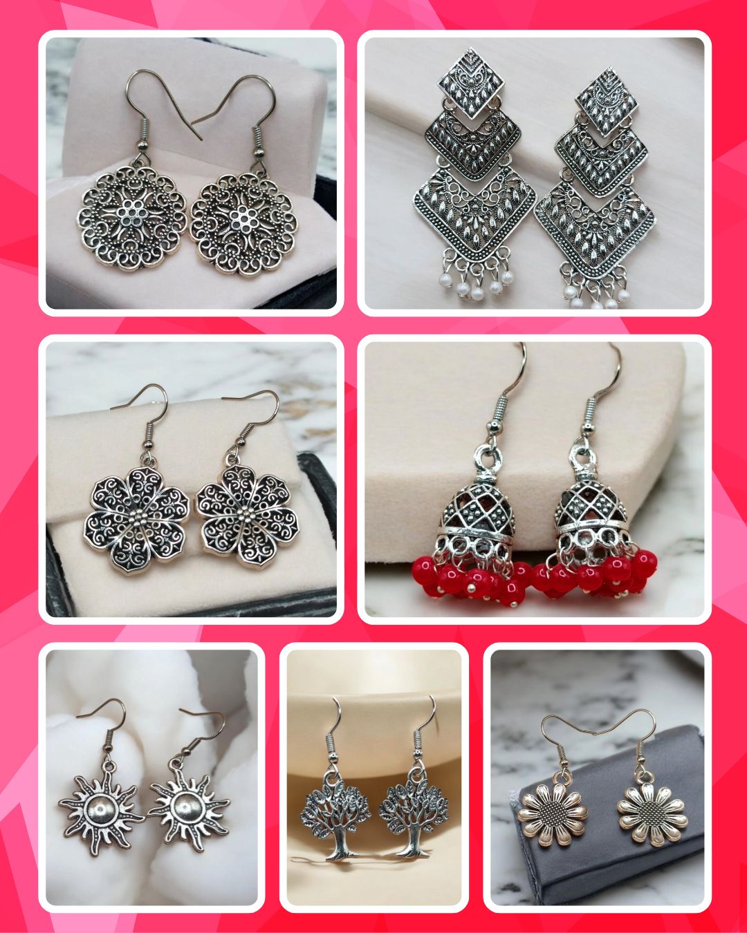 Set of 7 Beautiful Medium and Small Oxidized Earrings[SKU :- OX3]
