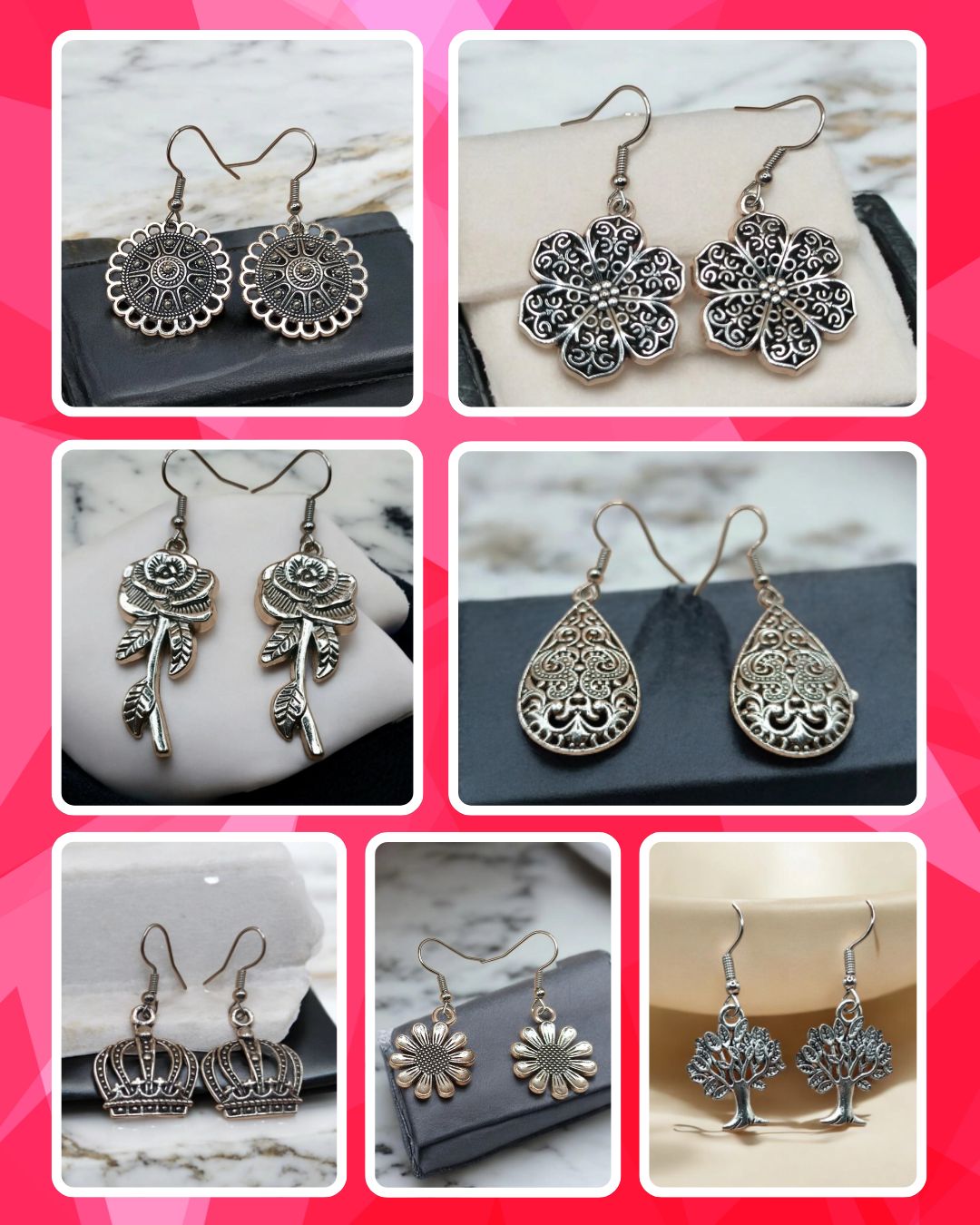 Set of 7 Beautiful Medium and Small Oxidized Earrings[SKU :- OX4]